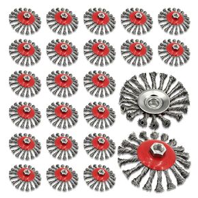 24 حزمة من فرشاة العجلات السلكية المعقودة مقاس 4-1/2 بوصة لمطحنة زاوية 4 1/2 مع عجلة أسلاك من الفولاذ الكربوني الملولبة مقاس 5/8 بوصة - 11 للتكييف شديد التحمل وإزالة الصدأ in Kuwait