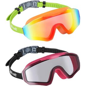 Freela 2 Pack Kids Swim Goggles for 8-16, Anti-Fog UV Protection Extra Silicone Layer Swimming Goggles for Youth Boys Girls in Kuwait