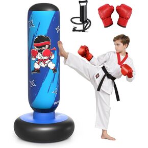Inflatable Kids Punching Bag Set with Gloves & Pump – Fun Boxing Toy for Boys & Girls, Ages 4–12, Great Gift for Karate, Taekwondo, Active Play, Fitness Training in Kuwait