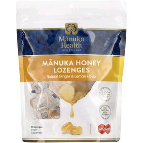 Manuka Health Manuka Honey Cough Drops – 58 Natural Lemon & Ginger Flavored Throat Lozenges Infused with Raw Manuka Honey and Vitamin C for Immune Support in Kuwait
