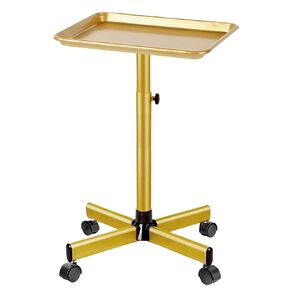 Salon Tray on Wheels, Gold Metal Feet Salon Tray Cart with Adjustable Height, Tattoo Rolling Tray, Metal Service Instrument Storage Tray for Salon&Home Use in Kuwait