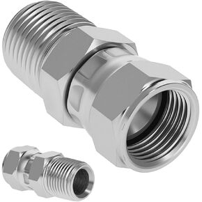 محول دوار هيدروليكي 3/8 بوصة ذكر NPTF × 1/2 بوصة أنثى JIC 37 درجة، 6505-06-08 موصل وصلات الأنابيب المستقيمة 360 درجة للأنظمة الهيدروليكية والمعدات الزراعية (قطعتان) in Kuwait