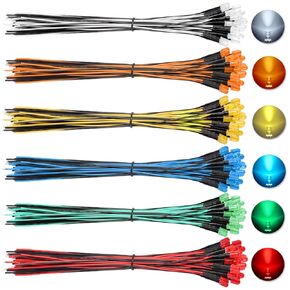 120Pcs (6 Colors × 20Pcs) 5MM Pre Wired 12V LED Diodes, LED Indicators with 7.87 Inch/20CM Color-Matched Wires, Plastic Case for DIY Lighting, Circuit Experiments, Hobby Projects in Kuwait