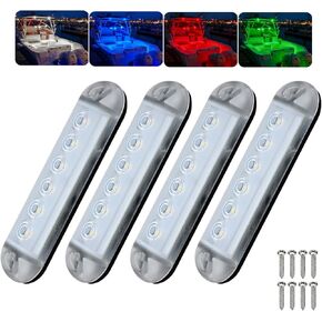 rgbw قارب أدى ضوء المجاملة 12v 4pcs، 8 بوصة البحرية شريط الضوء المجاملة، IP67 للماء قارب المقصورة أضواء الإضاءة الداخلية لالمراكب الشراعية العائمة باس يخت كاياك in Kuwait
