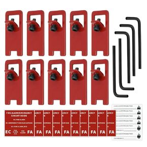 ELOCK-FA Fire Alarm Breaker Lockout Kit, 10 Sets with Lock Tab, 8-32 Hex Key & FA/EC Warning Labels, High Strength Metal Circuit Breaker Lock, Prevents Accidental Shutdown for Fire Panel Safety, Red​ in Kuwait
