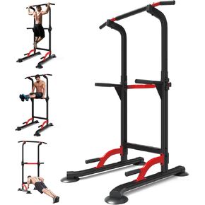 ZENOVA سحب ما يصل بار Dip Bar Power Tower Workout Dip Station ارتفاع قابل للتعديل Free Stand Chin Up Bar للرجال والنساء والمراهقين بسعة وزن 300 رطل in Kuwait