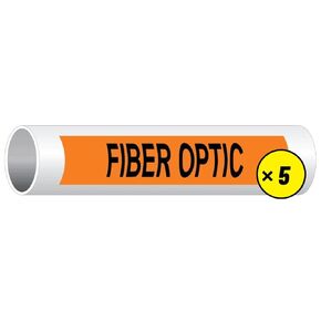 ComplianceSigns.com Fiber Optic Black On Orange English + Spanish 0 Pipe Label Decal, 8x2 in. 5-Pack Vinyl for Pipe Markers in Saudi Arabia