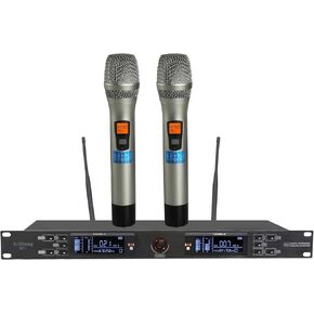 Wireless Microphone System, Dual Handheld Mics, UHF 200 Frequencies, 3008ft Range, Auto Scan, Dynamic Microphone for Singing, Karaoke in Saudi Arabia