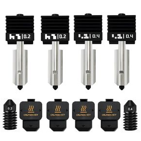 4PK 0.2/0.4/0.6/0.8MM for Bambu Lab H2D/H2S/P2S/A1/A1 Mini Combo Hotend Kit Extruder High-Temperature Removable Hardened Steel Nozzle Silicone Cover Heater for Bambu Lab 3D Printer in Kuwait