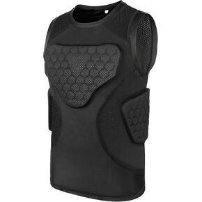 Youth Padded Football Shirt, Heart Sternum Rib Chest Protectors, Padded Compression Undershirt for Sports Football Softball Baseball Lacrosse Rugby in Kuwait