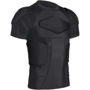 Mens Football Padded Shirt Football Rib Protectors Padded Compression Shirt 6-Football Pads Protective Gear for Baseball Basketball Softball in Kuwait