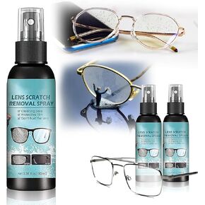 قطعتان - مزيل خدوش العدسات لنظارات العين، مزيل خدوش النظارات، مزيل خدوش النظارات، مزيل خدوش العدسات، مستلزمات الجيب والسفر، بخاخ منظف زجاج العين (100 مل) in Kuwait
