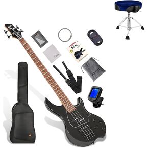 AKLOT Multi-Style Electric Bass Guitar Bundle with Saddle Drum Throne in Kuwait
