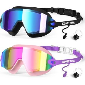 2 حزمة من نظارات السباحة للبالغين، نظارات سباحة بدون إطار مضادة للضباب للحماية من الأشعة فوق البنفسجية، نظارات سباحة واضحة الرؤية للرجال والنساء in Kuwait