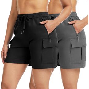 Star Vibe 2 Pack Women's Hiking Cargo Shorts Quick Dry Lightweight Summer Casual Golf Athletic Shorts with Zipper Pockets in Kuwait