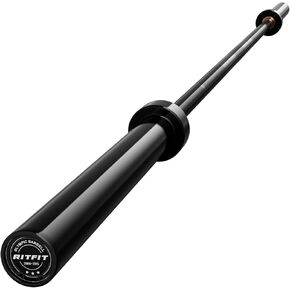 RitFit Elite 7ft Olympic Barbell، قضيب حديد قوي بوزن 45 رطلًا لرفع الأثقال ورفع الأثقال، قضيب أولمبي متفوق مع سعة تحميل استثنائية تبلغ 500 رطل، شريط وزن للوحات القياسية مقاس 2 بوصة in Kuwait