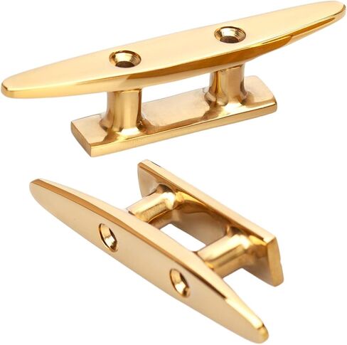 Brass Boat Cleats, 2 Pcs Dock Cleat with Fastener, 316 Stainless Steel, Gold Open Base Boat Cleats Suitable for Boats or Nautical Decoration Heavy Duty Mooring Accessories in Saudi Arabia