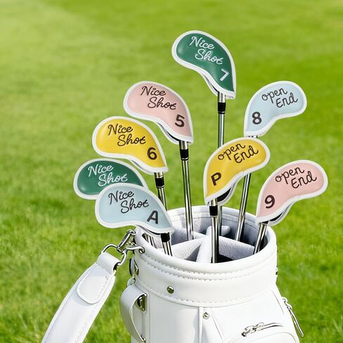 Premium Golf Club Head Covers Iron Leather Set 8pcs for All Golf Clubs Brands. e.g. Ping, Taylormade, Callaway, Golf Accessories Gift for Men Women in Saudi Arabia