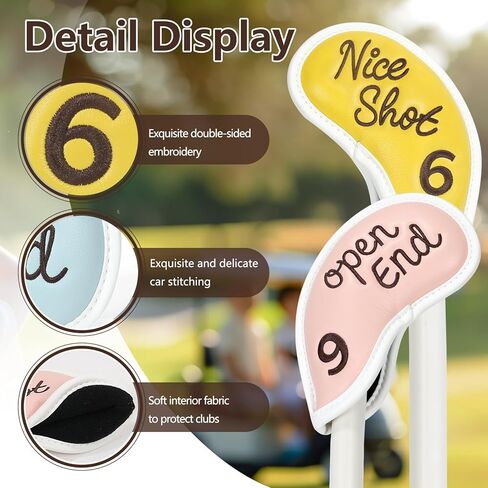 Premium Golf Club Head Covers Iron Leather Set 8pcs for All Golf Clubs Brands. e.g. Ping, Taylormade, Callaway, Golf Accessories Gift for Men Women in Saudi Arabia