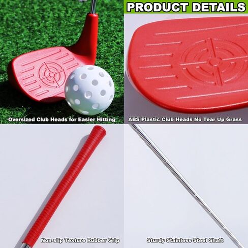 4 Pack 36" Backyard Golf Club Set with Oversize Heads & 12 Practice Balls, Play Outdoor Golf Yard Games for Adults, Hit Plastic or Foam Balls in Grass/Parks/Yards (Right Hand) in Saudi Arabia