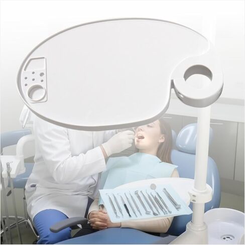 طاولة صينية على شكل رف مثبت على عمود لكرسي الأسنان - رف منظم أدوات قابل للتعديل للعيادة والمختبر وإجراءات التجميل (أ) in Kuwait