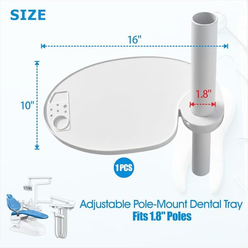 طاولة صينية على شكل رف مثبت على عمود لكرسي الأسنان - رف منظم أدوات قابل للتعديل للعيادة والمختبر وإجراءات التجميل (أ) in Kuwait