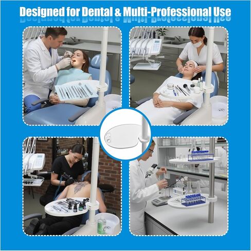 طاولة صينية على شكل رف مثبت على عمود لكرسي الأسنان - رف منظم أدوات قابل للتعديل للعيادة والمختبر وإجراءات التجميل (أ) in Kuwait