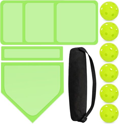 Mototo Rollable Baseball Base for Yard Practice Kit, 5 Baseball Home Plate Rubber Base with 6 Practice Soft Balls & Black Storage Bag, Throw Down Home Plate for Backyard, School Kickball, Tball in Saudi Arabia