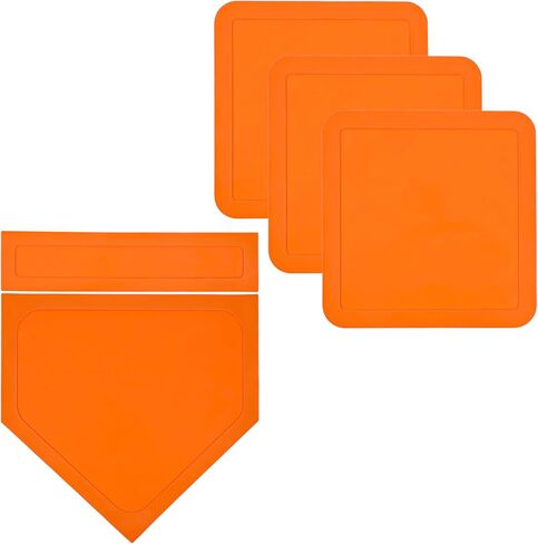 Baseball Softball Base Set 5 Piece Orange Throw Down Bases for Teeball, Kickball, Backyard Practice, Pitchers Rubber Included in Saudi Arabia