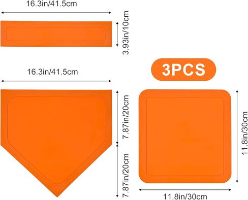 Baseball Softball Base Set 5 Piece Orange Throw Down Bases for Teeball, Kickball, Backyard Practice, Pitchers Rubber Included in Saudi Arabia