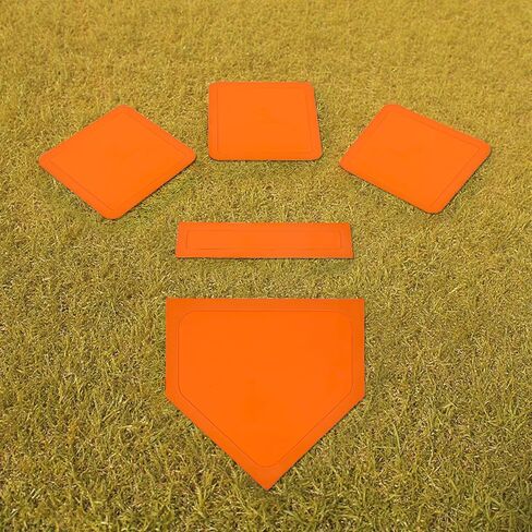 Baseball Softball Base Set 5 Piece Orange Throw Down Bases for Teeball, Kickball, Backyard Practice, Pitchers Rubber Included in Saudi Arabia