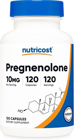 Nutricost Pregnenolone 10mg، 120 كبسولة - غير معدلة وراثيًا، خالية من الغلوتين، كبسولات نباتية in Saudi Arabia