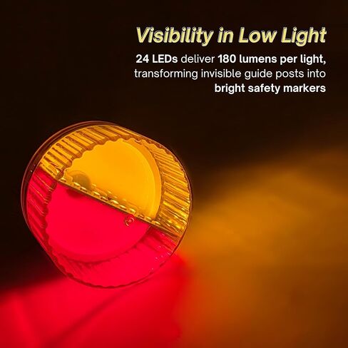 Pactrade Marine Post Guide-On LED Trailer Light Kit (Set of 2) - Amber Front/Red Rear for Night Visibility, Includes 2x 8ft Wires - Fits 2 3/8 Inch PVC Guide Posts - IP67 Waterproof for Boat Trailers in Saudi Arabia