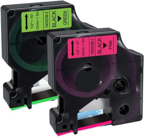 12mm 1933238-1 1933238-2 Fluorescent Pink Green Tapes Compatible with Label Printer Models D1 45013 LabelManager 160 280 210D for Part Number 1933238-1 1933238-2 Accessory(3PK Mixed 45013) in Saudi Arabia