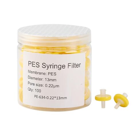 Syringe Filters PES Membrane, 0.22um Pore Size, 13mm Diameter, Non-sterile, Hydrophilic Filtration, Syringe Lab Filters, Pack of 100 (PES, 0.22μm 13mm) in Kuwait