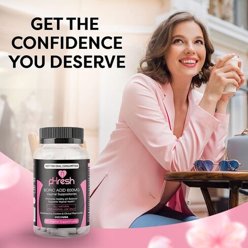 تحاميل حمض البوريك للنساء من فريش، تحاميل لاستخدام الرائحة، العناية الأنثوية الطبيعية تدعم صحة المهبل وتعزز توازن درجة الحموضة الصحية - صنع في الولايات المتحدة الأمريكية in Kuwait