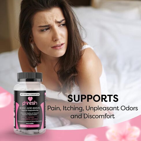 تحاميل حمض البوريك للنساء من فريش، تحاميل لاستخدام الرائحة، العناية الأنثوية الطبيعية تدعم صحة المهبل وتعزز توازن درجة الحموضة الصحية - صنع في الولايات المتحدة الأمريكية in Kuwait