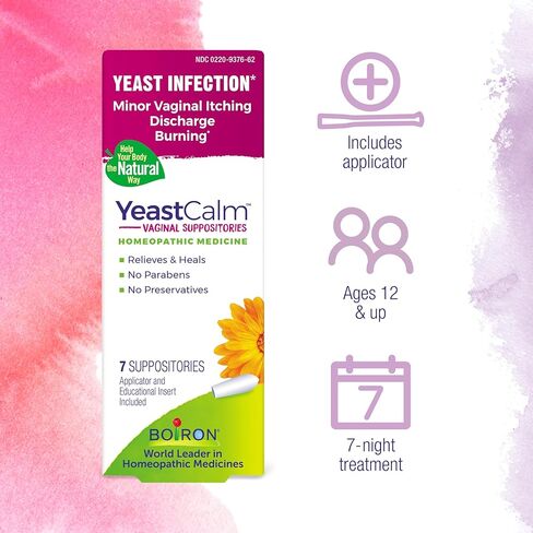 Boiron YeastCalm Homeopathic Suppositories for Yeast Infections, Burning, Discharge, and Minor Vaginal Itching - 7 Count in Kuwait