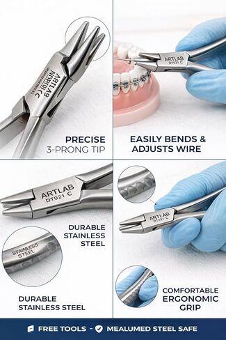 5.5" Aderer Wire Bending Pliers 3 Prong Orthodontic Pliers for Braces Dental Instruments German Stainless Steel in Saudi Arabia