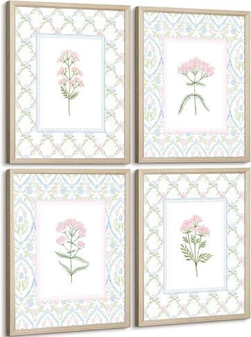 Floral Wall Art Decor Nursery Flower Canvas Wall Art Prints Wildflower Nursery Wall Art Decor Girls Floral Poster Pictures Vintage Botanical Prints for Nursery Bedroom 8x10 Inch Unframed Set of 4 in Kuwait