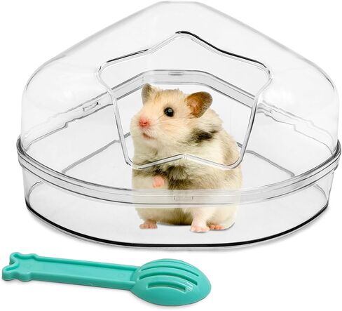 PINVNBY Hamster Bathroom Gerbil Plastic Sand Dry Bath Container Small Animal Sauna Toilet Sandbox  with Scoop for Hamster Gerbil Rat Mice and Small Animal in Kuwait