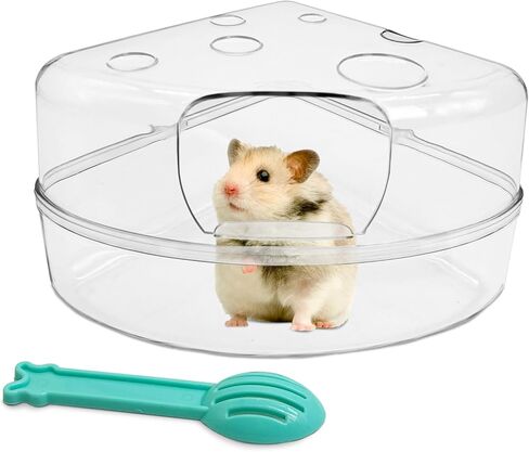 PINVNBY Hamster Bathroom Gerbil Plastic Sand Dry Bath Container Small Animal Sauna Toilet Sandbox  with Scoop for Hamster Gerbil Rat Mice and Small Animal in Kuwait