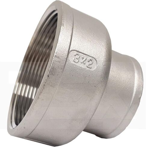 الفولاذ المقاوم للصدأ 3 بوصة × 2 بوصة NPT تخفيض اقتران، 304 SS، فئة 150، أنثى NPT الموضوع، ANSI B1.20.1، ISO 49 متوافق in Kuwait