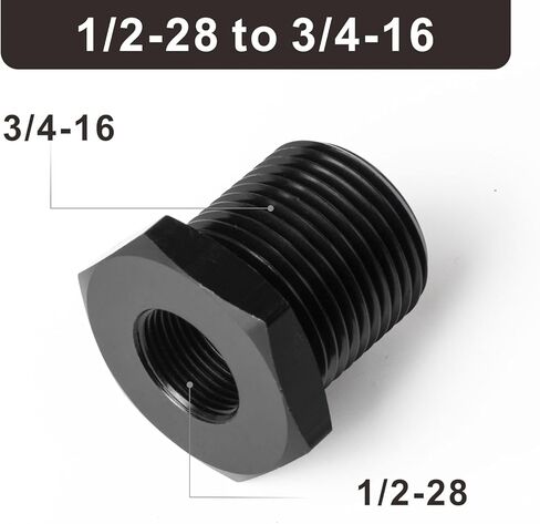 1 قطعة 1/2-28 "NPT ذكر إلى 3/4-16" NPT أنثى المخفض جلبة المناسب محول عرافة الألومنيوم الأسود in Kuwait