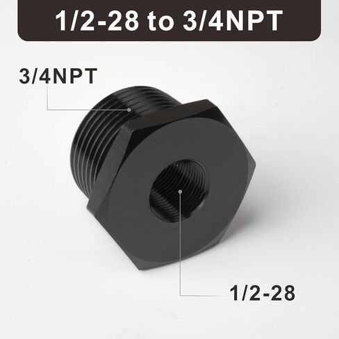 1 قطعة ، 1/2-28 "NPT ذكر إلى 3/4" NPT أنثى المخفض جلبة المناسب محول عرافة الألومنيوم الأسود in Kuwait