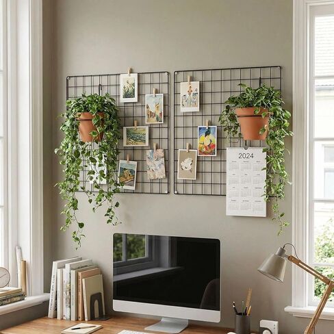 لوحة شبكية حائطية مطلية بسلك من Kaforise، عرض متعدد الوظائف لتعليق الصور ومنظم تخزين الحائط، عبوة من قطعتين، الحجم: 23.6 بوصة × 23.6 بوصة، مربع أسود in Kuwait