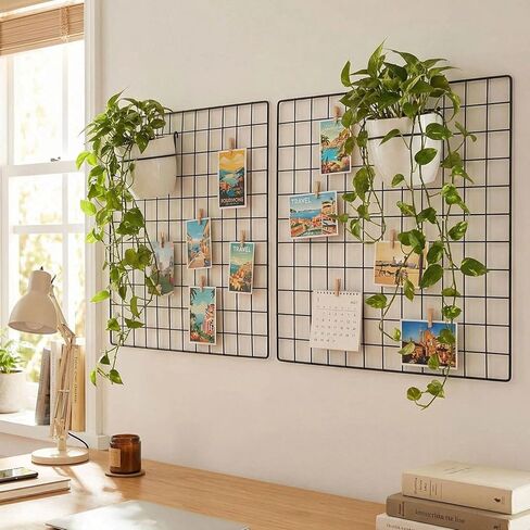 لوحة شبكية حائطية مطلية بسلك من Kaforise، عرض متعدد الوظائف لتعليق الصور ومنظم تخزين الحائط، عبوة من قطعتين، الحجم: 23.6 بوصة × 23.6 بوصة، مربع أسود in Kuwait