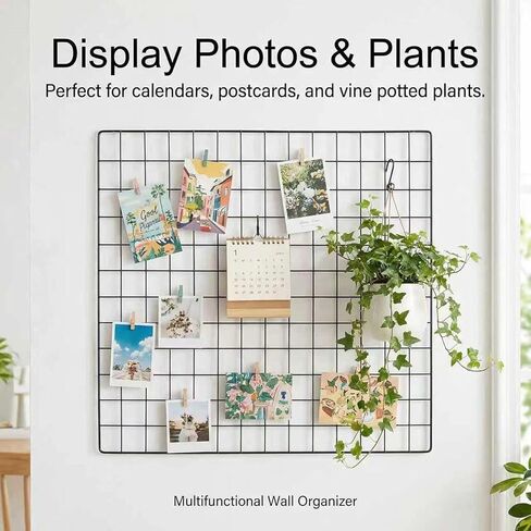 لوحة شبكية حائطية مطلية بسلك من Kaforise، عرض متعدد الوظائف لتعليق الصور ومنظم تخزين الحائط، عبوة من قطعتين، الحجم: 23.6 بوصة × 23.6 بوصة، مربع أسود in Kuwait