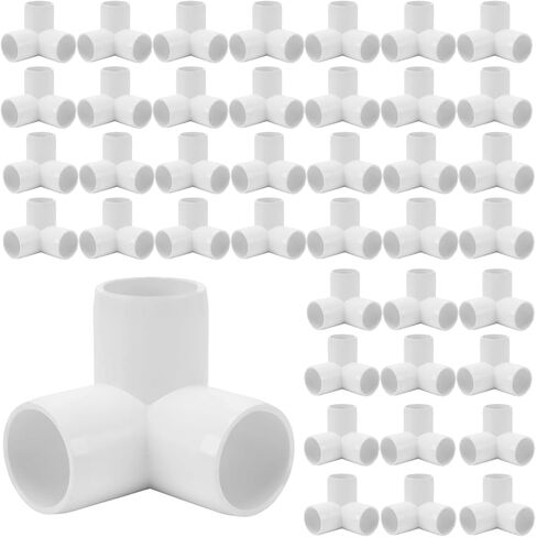 40 Pack 1 Inch 3 Way PVC Pipe Elbow Fittings, Tee Corner Pipe Connectors for Frames, Building Furniture, Greenhouse, SCH40, White in Saudi Arabia
