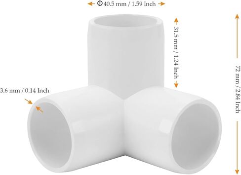 40 Pack 1 Inch 3 Way PVC Pipe Elbow Fittings, Tee Corner Pipe Connectors for Frames, Building Furniture, Greenhouse, SCH40, White in Saudi Arabia